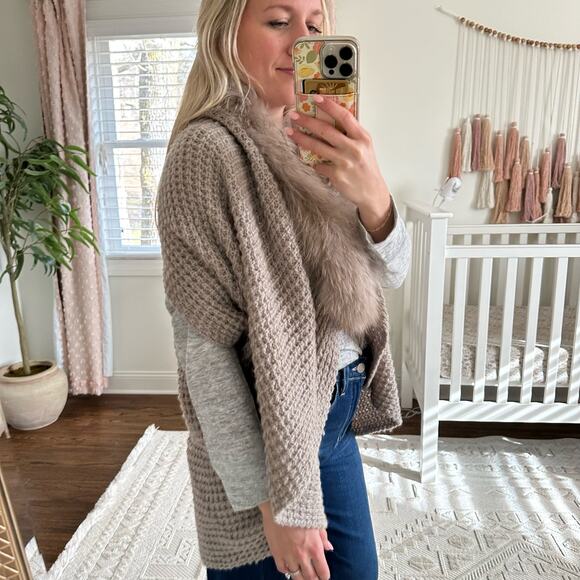 Linda Richards New York Genuine Raccoon Fur Knit Shrug Wrap - Picture 4 of 7